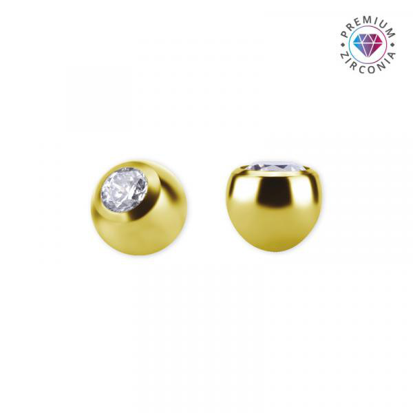 24K GOLD PVD TITANIUM EXTERNALLY THREADED BALL W. PREMIUM ZIRCONIA