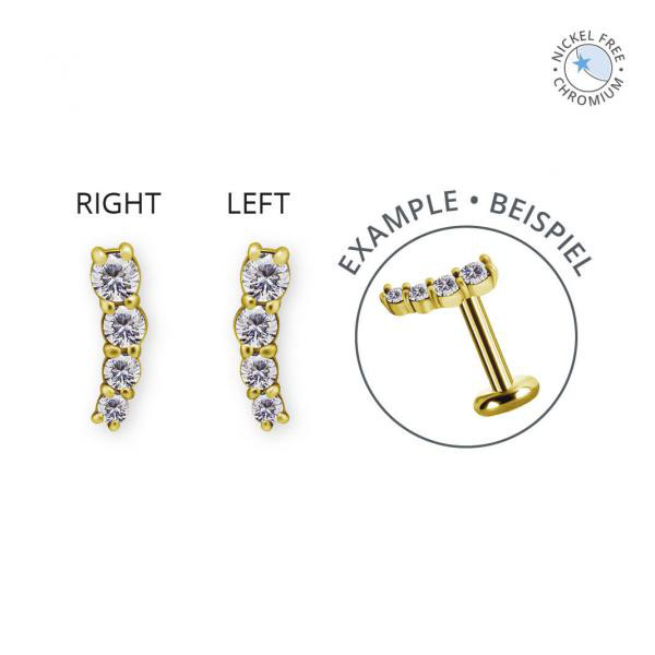 18K GOLD PVD CoCr NF INT. LEFT EAR ATT. SET W. PREMIUM ZIRCONIA-OPEN BACK