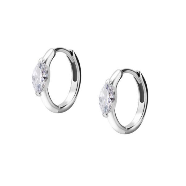 SS316L EAR HOOPS SET W. MARQUISE CUBIC ZIRCONIA (PAIR)