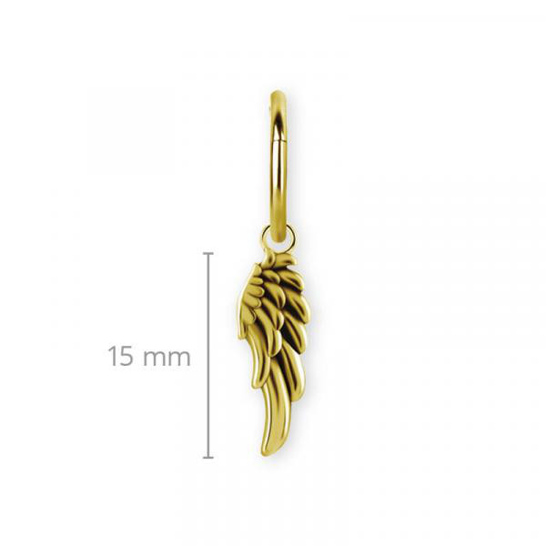 24K GOLD PVD SS316L WING CHARM FOR HINGED SEGMENT RING