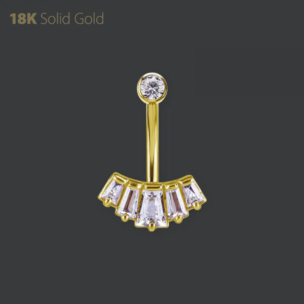 18K GOLD AND GOLD PVD TITANIUM TL MICRO ROOK BANANA SET W. PREMIUM ZIRCONIA