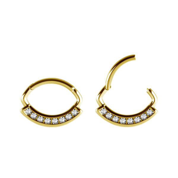 24K GOLD PVD SS316L SS316L HINGED SEPTUM/DAITH RING W. PREMIUM GEMS(CHANNEL SET)
