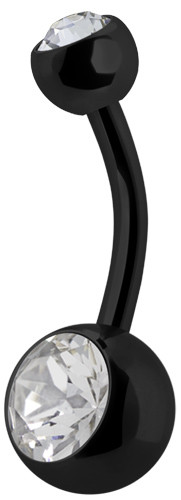 BLACK PVD SS316L DOUBLE JEWELLED BANANAS