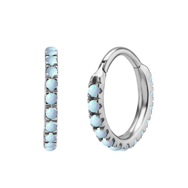 SS316L CLICKER PRONGS SET WITH LAB CREATED CREATED OPAL