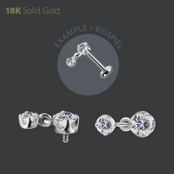 18K WHITE GOLD INTERNAL MICRO ATTACHMENT W. DANGLE SET W. PREMIUM ZIRCONIA