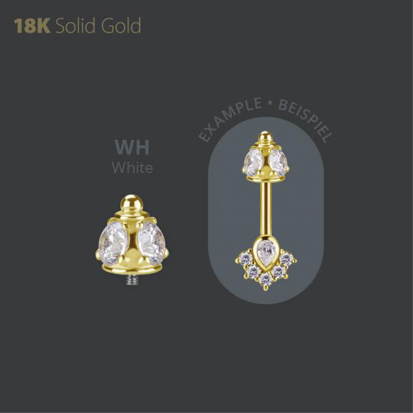 18K GOLD INTERNAL TOP BALL FOR VERTICAL HELIX SET W PREMIUM ZIRCONIA