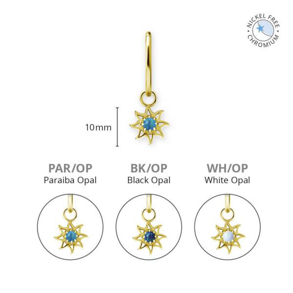 18K GOLD PVD CoCr NF SUN CHARMS SET W. LAB CREATED OPAL