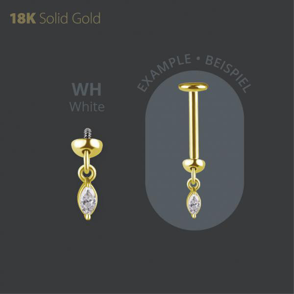 18K GOLD INTERNAL VERTICAL HELIX MICRO ATTACHMENT SET W. PREMIUM ZIRCONIA