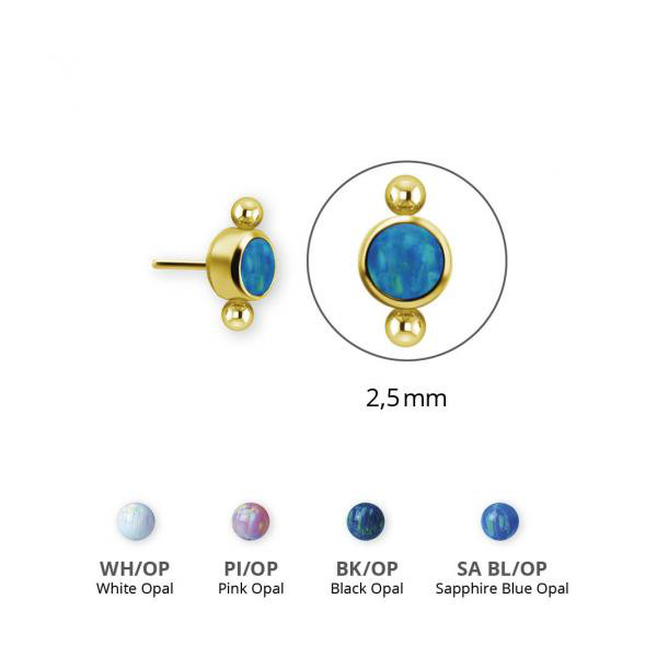 GOLD PVD TITANIUM THREADLESS CLUSTER ATTACHMENT SET W. LAB CREATED OPAL