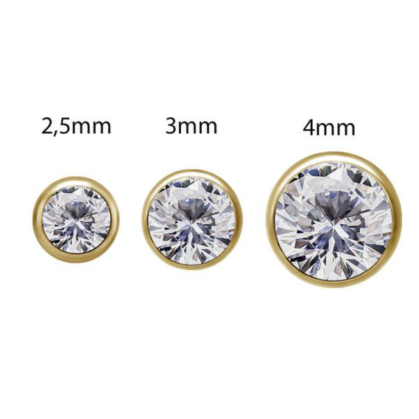 24K GOLD PVD TITANIUM FLAT DISC SET W.PREMIUM ZIRCONIA FOR UPPER LIP