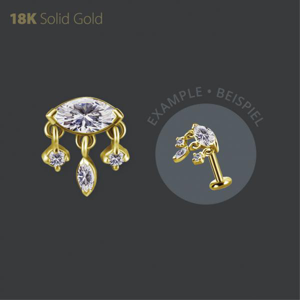 18K GOLD INTERNAL MICRO ATTACHMENT SET W. MARQUISE PREMIUM ZIRCONIA