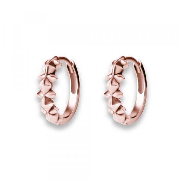 ROSE GOLD PVD SS316L HOOP EARRINGS (PYRAMIDS & SPIKES)