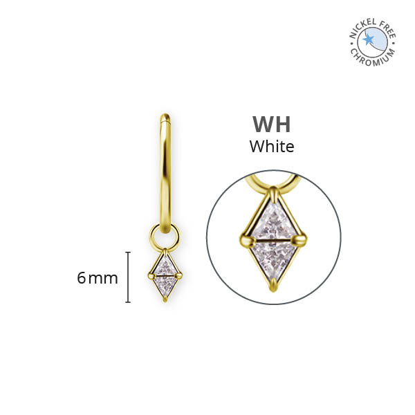 18K GOLD PVD CoCr NF TRIANGLE CHARMS FOR HINGED SEGMENT RINGS SET W.PREMIUM ZIRCONIA