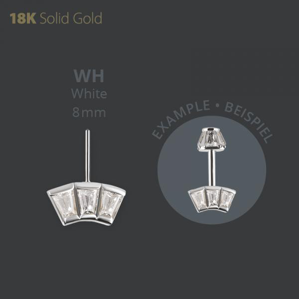 18K WHITE GOLD THREADLESS ATTACHMENT FOR VERTICAL HELIX SET W. PREMIUM ZIRCONIA