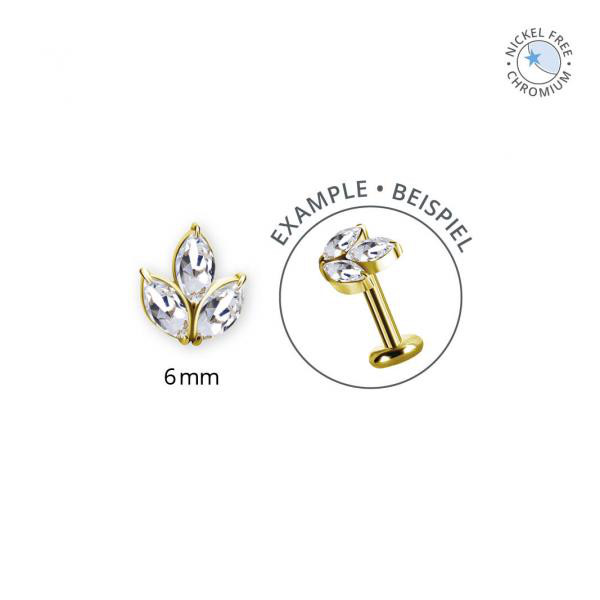 18K GOLD PVD CoCr NF INTERNAL MICRO ATT. SET W. MARQUISE PREMIUM ZIRCONIA