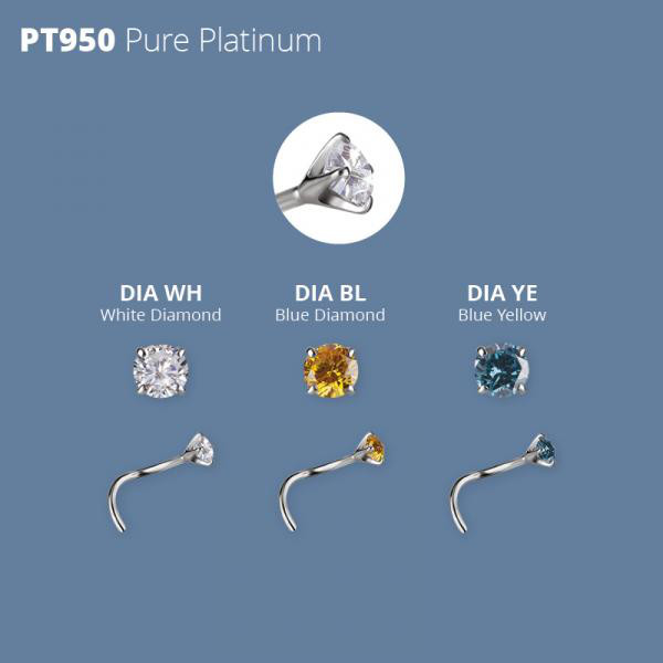 PLATINUM 950 JEWELLED NOSESTUD SET WITH LAB CREATED DIAMOND
