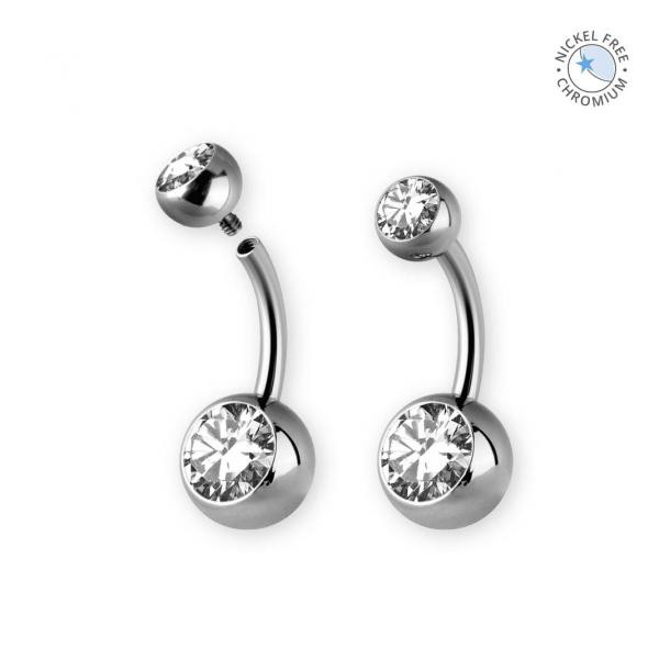 CoCr PVD TIT.DOUBLE JEWELLED INTERNAL BAN. SET W. PREMIUM ZIRCONIA