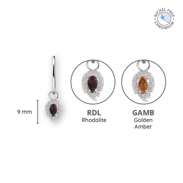 CoCr NF LEAF CHARMS FOR HINGED RINGS SET W.PREMIUM ZIRCONIA