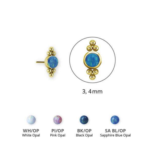 GOLD PVD TITANIUM THREADLESS CLUSTER ATTACHMENT SET W. LAB CREATED OPAL