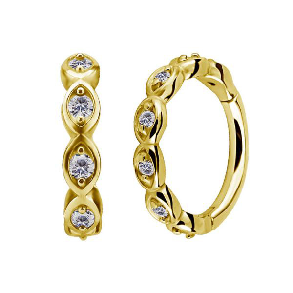 24K GOLD PVD SS316L JEWELLED HINGED RING SET W. PREMIUM ZIRCONIA