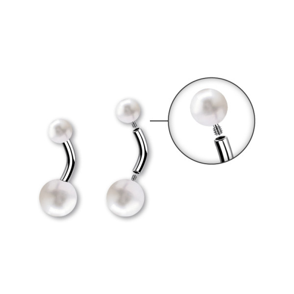 TITANIUM INTERNAL DOUBLE JEWELLED FRESHWATER PEARL BANANA