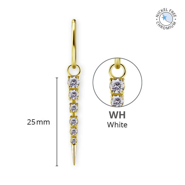 18K GOLD PVD CoCr NF SPIKE CHARMS FOR HINGED RINGS SET W. PREMIUM ZIRCONIA