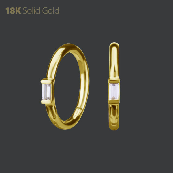 18K GOLD HINGED NOSE RING SET WITH PREMIUM ZIRCONIA