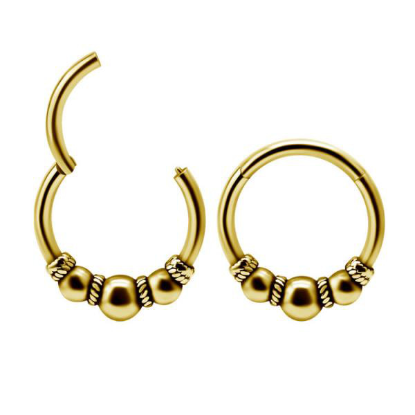 24K GOLD PVD SS316L ETHNIC HINGED CLICKERS