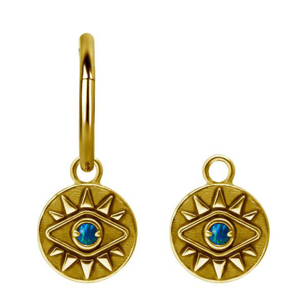 24K GOLD PVD SS316L CHARM FOR HINGED SEGMENT RING (SYNTH. OPAL SPIKE)