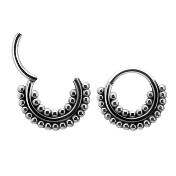 SS316L TRIBAL CLICKER W.MICRO GRANULATION, OXIDIZED