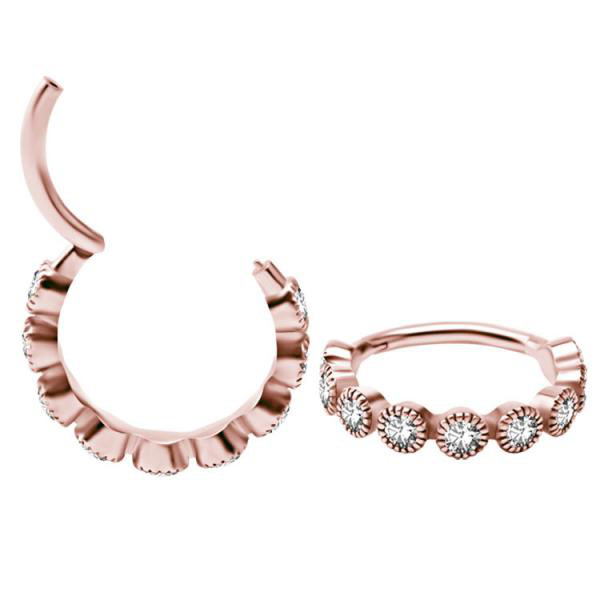 ROSE GOLD PVD SS316L CONCH CLICKER SET W. PREMIUM ZIRCONIA