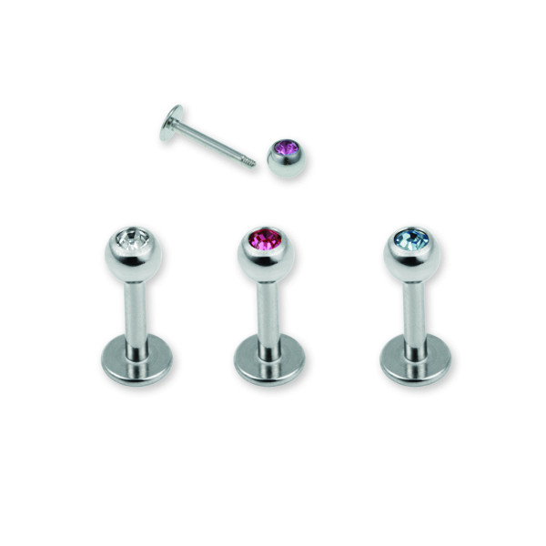 SS316L MICRO LABRET W. JEWELLED BALL