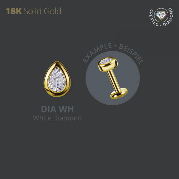 18K GOLD ATTACHEMENT SET W. PEAR SHAPE LAB CREATED DIAMONDS