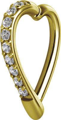 24K GOLD PVD SS316L HINGED BELLY HEART RING W.PREMIUM ZIRCONIA (PAVE SETTING)