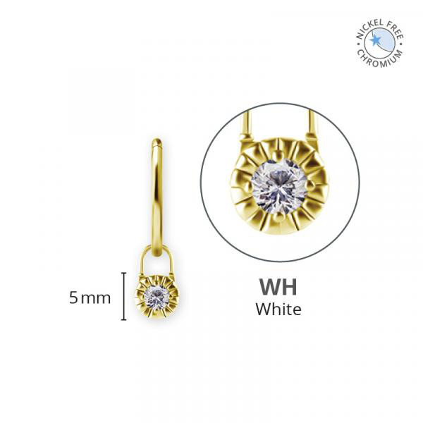 18K GOLD PVD CoCr NF CLICKER CHARMS SET W. ROUND PREMIUM ZIRCONIA