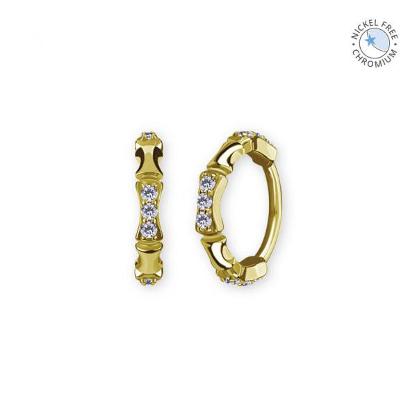 18K GOLD PVD CoCr NF HINGED SEGMENT RING SET W. PREMIUM ZIRCONIA
