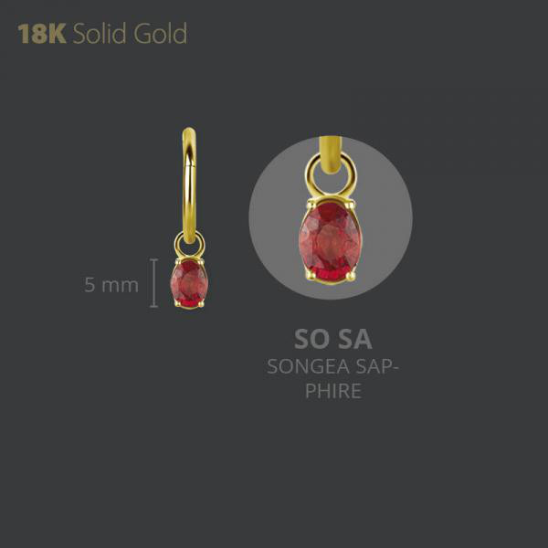 18K GOLD CHARM SET W. GENUINE SONGEA SAPPHIRE
