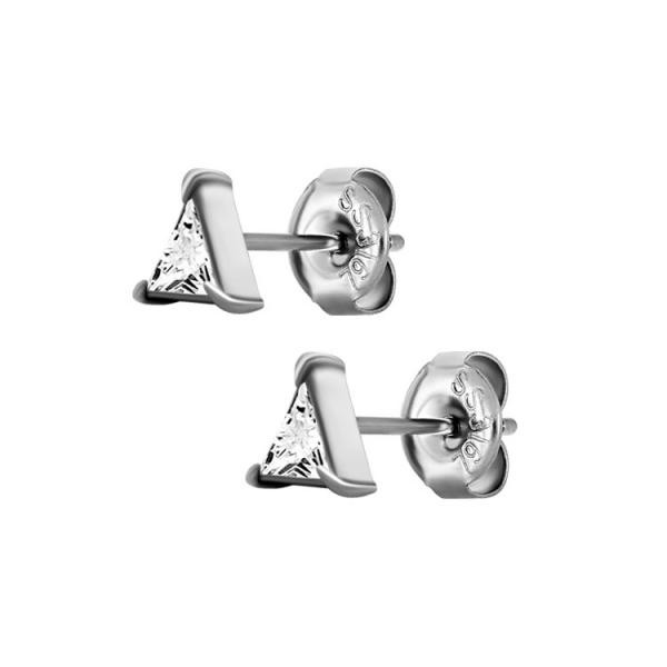 SS316L EARSTUD TRIANGLE CUBIC ZIRCONIA PRONG SET (PAIR)