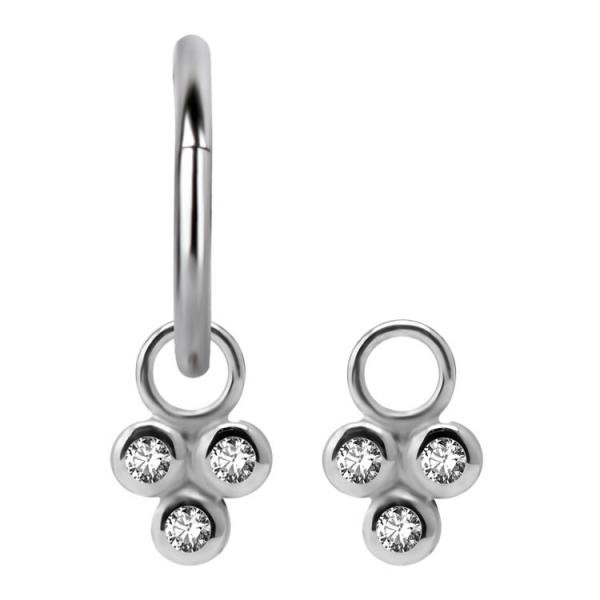 SS316L TRINITY BEZEL SET DANGLE FOR HINGED SEGMENT RING