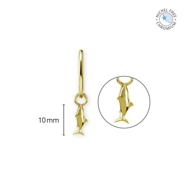 18K GOLD PVD CoCr NF SHARK CHARMS FOR HINGED RINGS