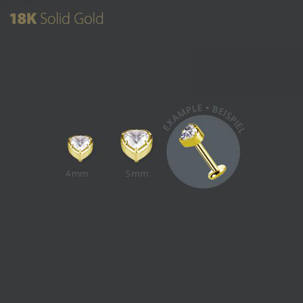 18K GOLD HEART SHAPE INTERNAL MICRO ATTACHMENT SET W. PREMIUM ZIRCONIA