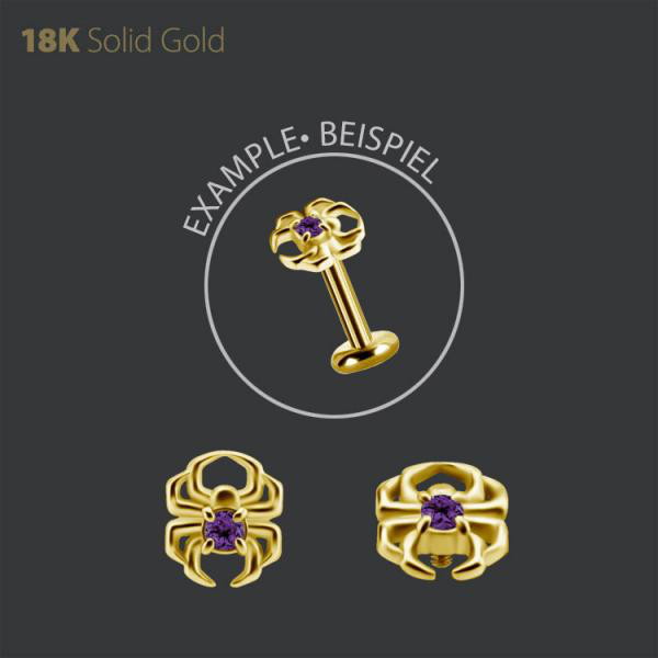 18K GOLD INTERNAL MICRO SPIDER ATTACHMENT SET W. GENUINE DARK AMETHYST