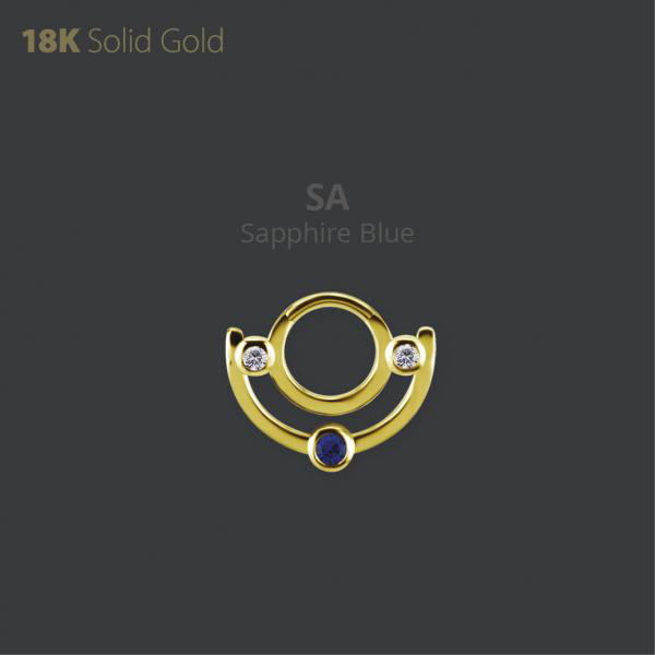 18K GOLD DAITH & SEPTUM CLICKER SET W. PREMIUM ZIRCONIA