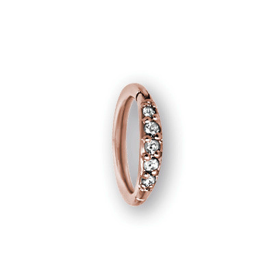 ROSE GOLD PVD SS316L JEWELLED HINGED RING SET W. PREMIUM ZIRCONIA