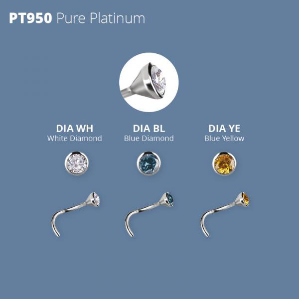 PLATINUM 950 JEWELLED NOSESTUD CUP SET WITH LAB CREATED DIAMOND