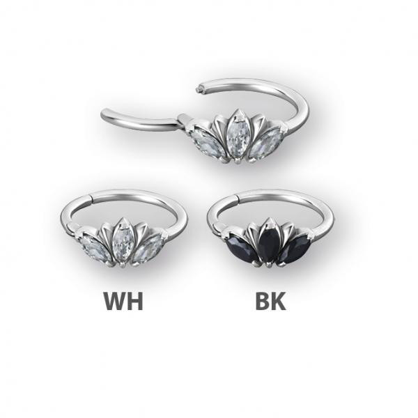 SS316L HINGED RING WITH MARQUISE CLUSTER SETTING