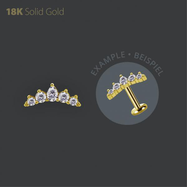 18K GOLD THREADLESS ATTACHMENT SET W. PREMIUM ZIRCONIA