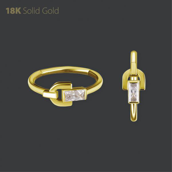 18K GOLD HINGED SEGMENT RING SET W. BAGUETTE PREMIUM ZIRCONIA