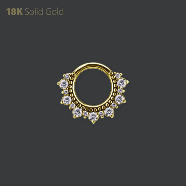 18K GOLD DAITH & SEPTUM CLICKER SET W. PREMIUM ZIRCONIA