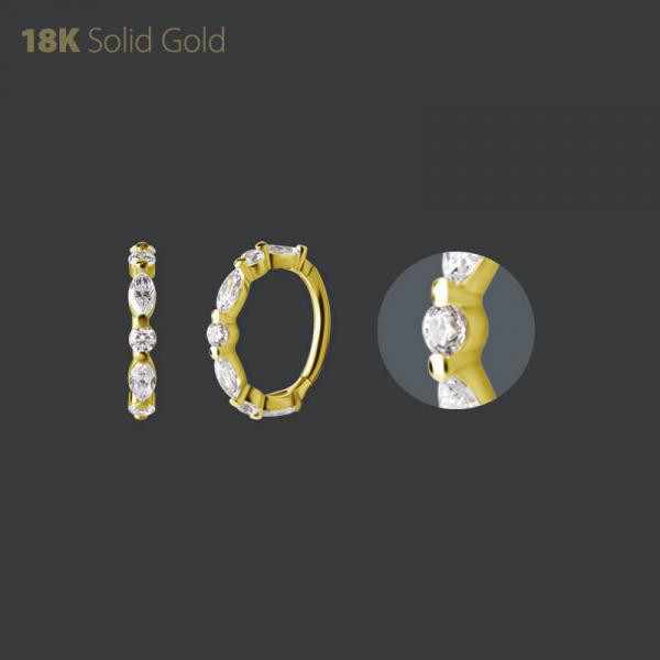 18K GOLD HINGED SEGMENT CLICKER SET WITH PREMIUM ZIRCONIA